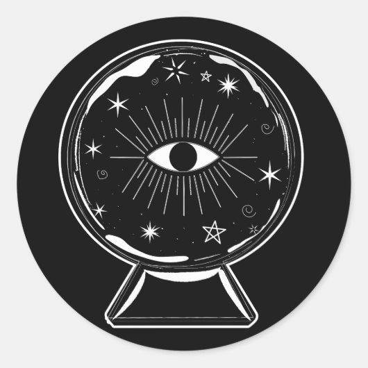 Magic Crystal Ball Scry Seeing Eye vertelt alles Ronde Sticker (Voorkant)