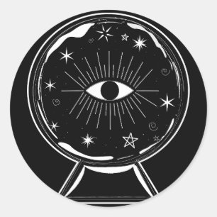Magic Crystal Ball Scry Seeing Eye vertelt alles Ronde Sticker