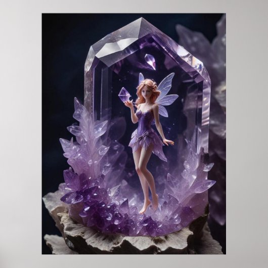 Magic Crystals Amethyst Fairy Wall Art Poster (Voorkant)