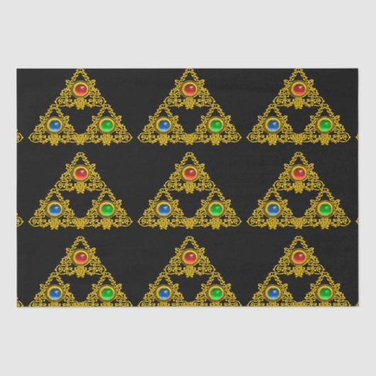 MAGIC ELFIC TALISMAN, BLACK GOLD TRIANGLE, GEMSTON TISSUEPAPIER (Voorkant)