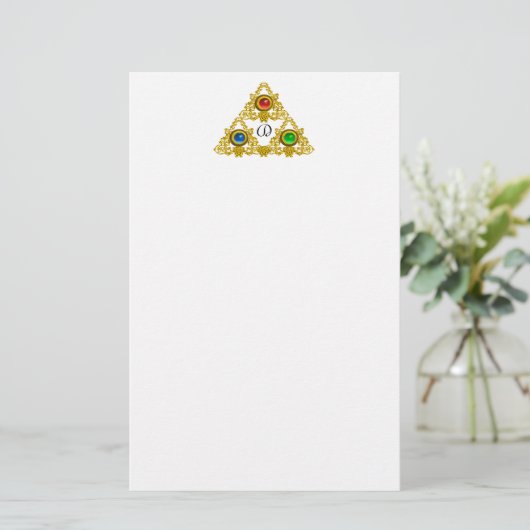 MAGIC ELFIC TALISMAN/GOLD TRIANGLE White Briefpapier (Staand voorkant)