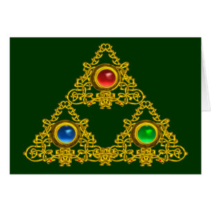 MAGIC ELFIC TALISMAN/GOLD TRIANGY MET GEMSTONES