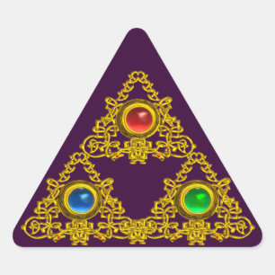 MAGIC ELFIC TALISMAN/GOLD TRIANGY MET GEMSTONES DRIEHOEK STICKER