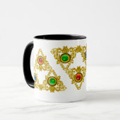 MAGIC ELFIC TALISMAN/GOLD TRIANGY MET GEMSTONES MOK (Voorkant links)