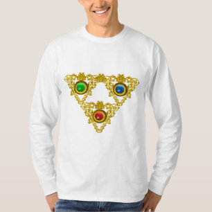 MAGIC ELFIC TALISMAN/GOLD TRIANGY MET GEMSTONES T-SHIRT
