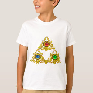 MAGIC ELFIC TALISMAN/GOLD TRIANGY MET GEMSTONES T-SHIRT