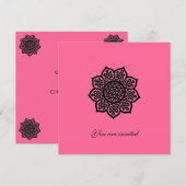 MAGIC EVENT Pink Black Celtic Knot Flower Invite Kaart (Voorkant / Achterkant)