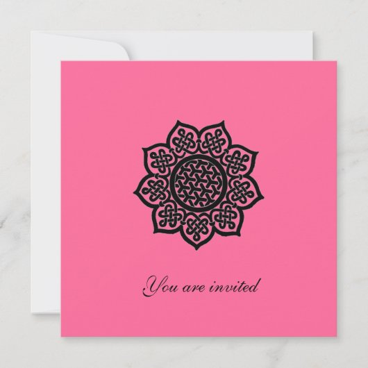 MAGIC EVENT Pink Black Celtic Knot Flower Invite Kaart (Voorkant)