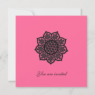 MAGIC EVENT Pink Black Celtic Knot Flower Invite Kaart