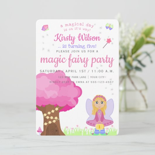 Magic Fairy Party | Viering van de verjaardag van Kaart (Staand voorkant)