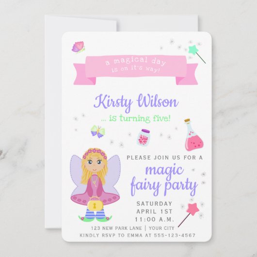 Magic Fairy Party | Viering van de verjaardag van  Kaart (Voorkant)