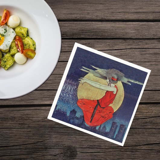 Magic Floating Woman Moon Night Sky Witch Servet