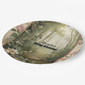 Magic Floral Forest Baby shower Papieren Bordje (Gekanteld)