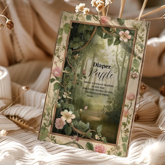 Magic Floral Forest Raffle Diapper Informatiekaartje