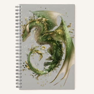 Magic Floral Green Wyvern Dragon Journal - Complet