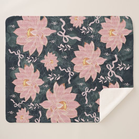 Magic florals with glitter design sherpa deken (Voorkant (horizontaal))