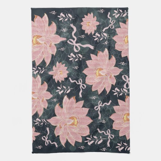 Magic florals with glitter design theedoek (Verticaal)