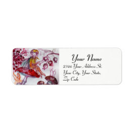 MAGIC FOLLET OF MUSHROOMS Red White Floral Fantasy Etiket