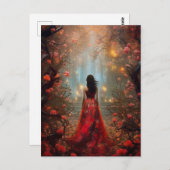 Magic Forest Girl Imaginaire Art Carte postale (Devant / Derrière)
