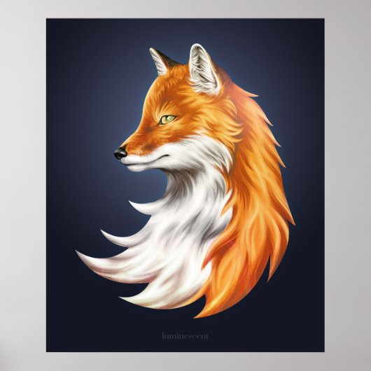 Magic Fox Navy Art Poster (Voorkant)