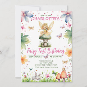 Magic Garden Fairy 1er anniversaire Invitation