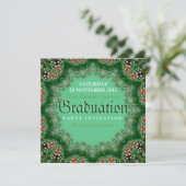 Magic Garden Green Lace Graduation Invitations Kaart (Staand voorkant)