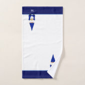 Magic Gnome & Monogram sur fond bleu et blanc (Serviette à main)
