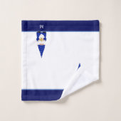 Magic Gnome & Monogram sur fond bleu et blanc (Gant de toilette)