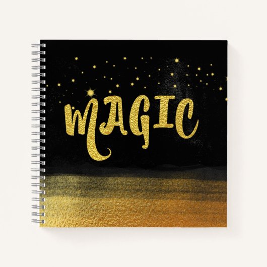 *~* MAGIC Gold & Black Chic Magical Good Vibes Notitieboek (Voorkant)