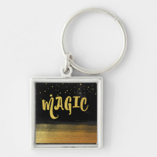 *~* MAGIC Gold & Black Chic Magical Good Vibes  Sleutelhanger