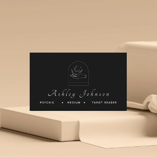 Magic Hand Moon Psychic Tarot Reader Medium Black Visitekaartje