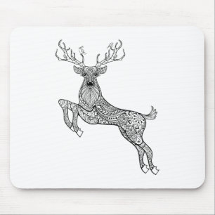 Magic Horned Deer with Birds Doodle Muismat