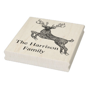 Magic Horned Deer with Birds Doodle Rubberstempel