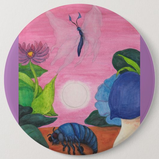 Magic Insect Butterfly Transformation Illustration Ronde Button 6,0 Cm (Voorkant)