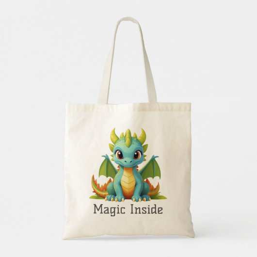 Magic Inside Green Blue Baby Dragon Canvas tas (Achterkant)