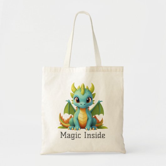 Magic Inside Green Blue Baby Dragon Canvas tas (Voorkant)