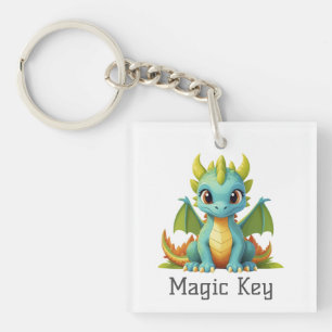 Magic Key Groen Blauw Baby Dragon Sleutelhanger