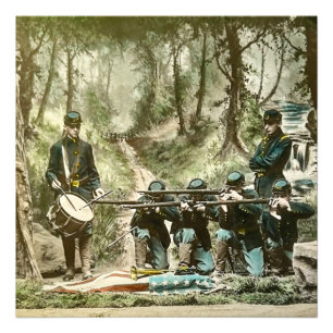 Magic Lantern Slide Civil War Drummer Boy Foto Afdruk