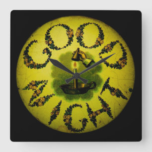 Magic Lantern Slide Good Night Vintage Victorian Vierkante Klok