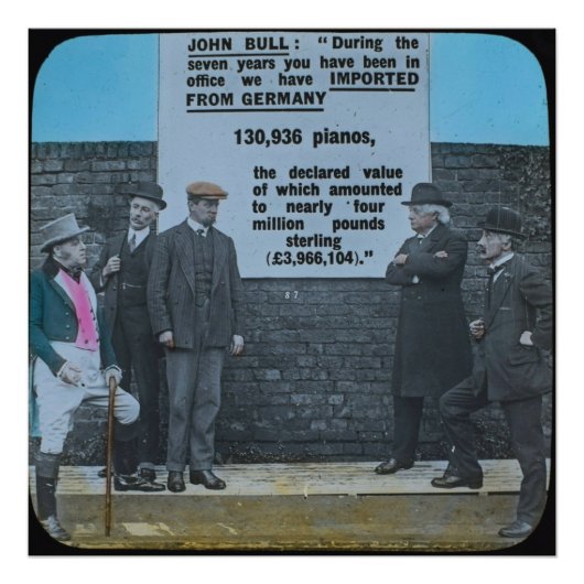 Magic Lantern Slide John Bull Labor Movement Foto Afdruk (Voorkant)