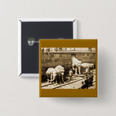 Magic Lantern Slide Ringling Bros Elephant Train Vierkante Button 5,1 Cm (Voorkant /achterkant)