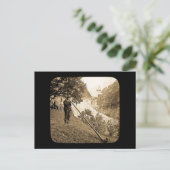 Magic Lantern Slide Swiss Alps Horn Blower Briefkaart (Staand voorkant)