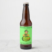 Magic leprechaun & pot of gold on neo mint green bier etiket (Voorkant)