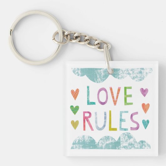 Magic Love Rules with Hearts Sleutelhanger (Voorkant)