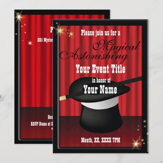 Magic Magician Party Événement Invitation personna (Devant / Derrière)