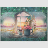 Magic Marsh Morning - Koffie in bloemen in raam Tissuepapier (Voorkant)