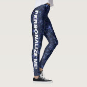 Magic Midnight Navy Blue Glitter CUSTOM TEKST Leggings (Rechts)