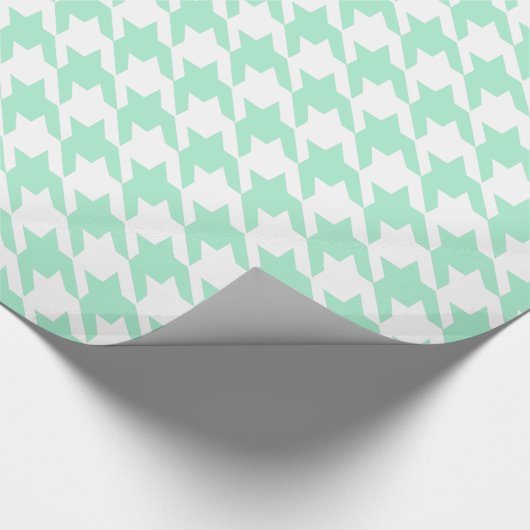 Magic Mint and White Houndstooth Pattetrn Cadeaupapier (Hoek)