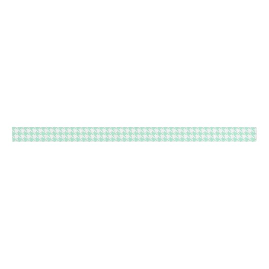 Magic Mint and White Houndstooth Pattetrn Grosgrain Lint (Voorkant)