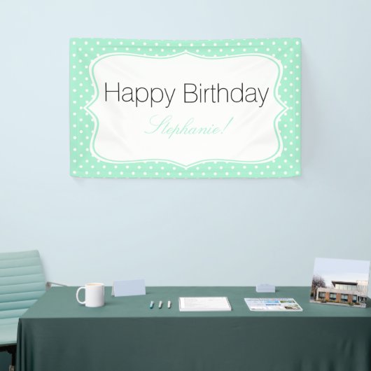 Magic Mint and White Polka Dot Birthday Party Spandoek (Beurs)